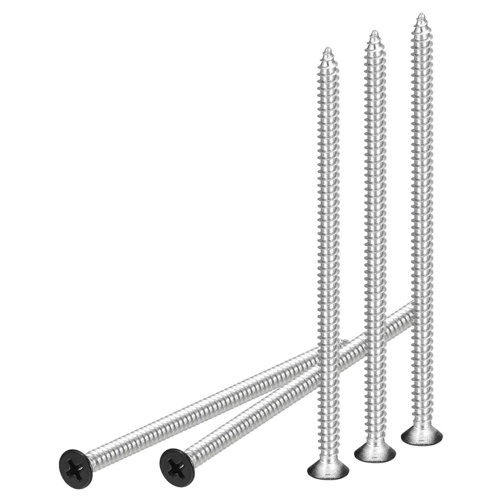 DTGN 25Pcs #10x4" Flat Head Wood Screws, 304 Stainless Steel Black Phillips Self Tapping Screws - Good for Woodworking, Furniture - Brick Red