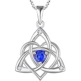 STARCHENIE Celtic Knot Necklace for Women 925 Sterling Silver Trinity Love Knot Pendant Birthstones Jewelry