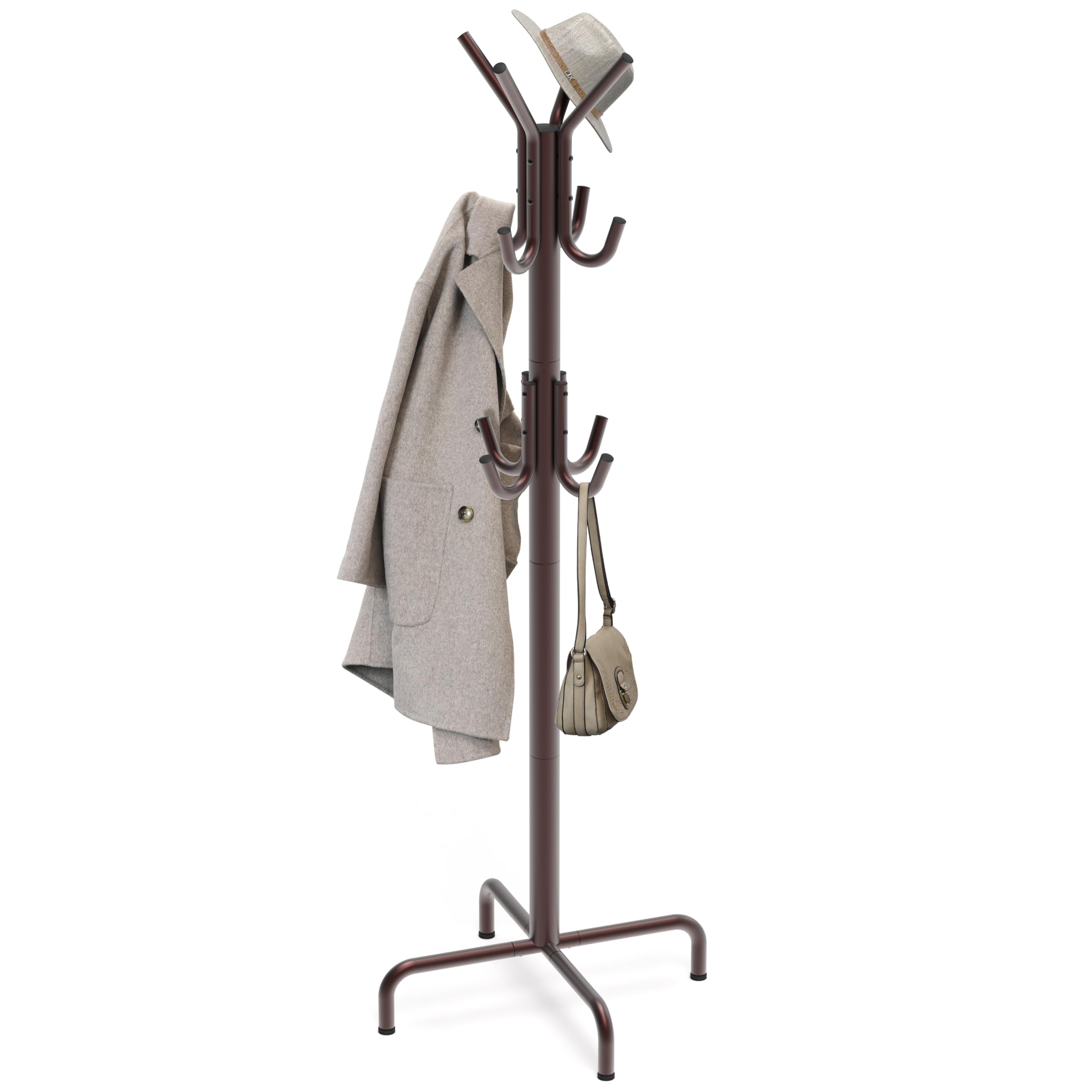 Simple Houseware Standing Coat and Hat Hanger Organizer Rack, Bronze