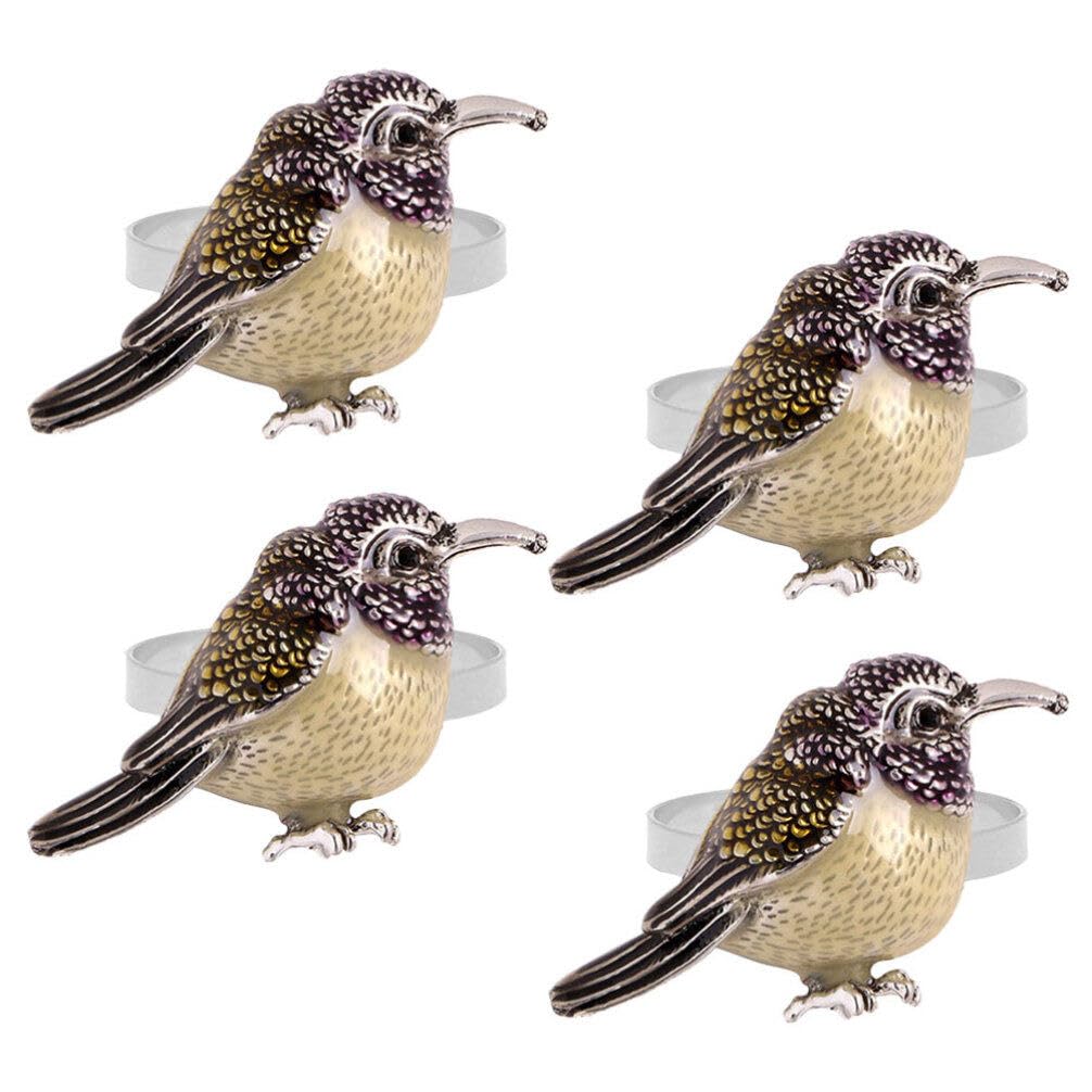 ABOOFAN 4pcs Bird Napkin Rings Wedding Napkin Rings Rustic Dinner Napkin Holder Bird Napkin Buckles Easter Serviette Rings