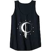 Crescent Moon Witch Broom Vintage Halloween Girls Women Tank Top