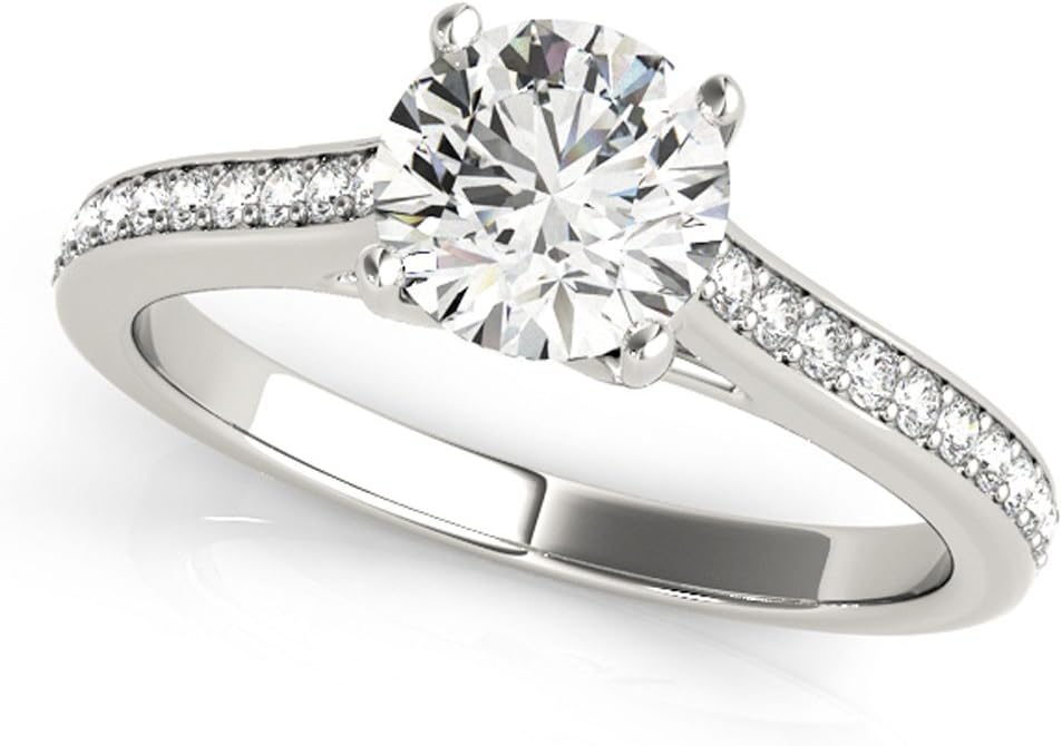 JewelMore 1/2ctw Diamond Engagement Ring in 10k White Gold