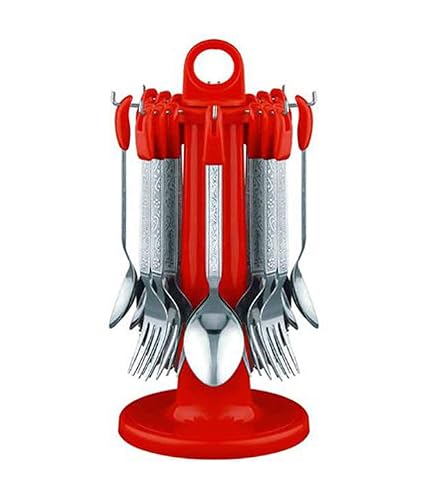 POG Olive red Cutlery Sets with 6 Tea Spoons, 6 Table Spoons, 6 Forks, 6 Soup Spoons