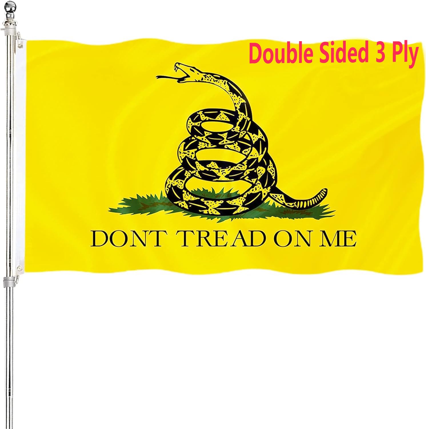 Photo 1 of Dont Tread On Me Flag 3x5 Outdoor 240D Heavy Polyester Duty Double Sided 3 Ply Gadsden Flag Vibrant Colors ?Durable Canvas Header with 2 Brass Grommets Tea Party Rattle Snake Banner