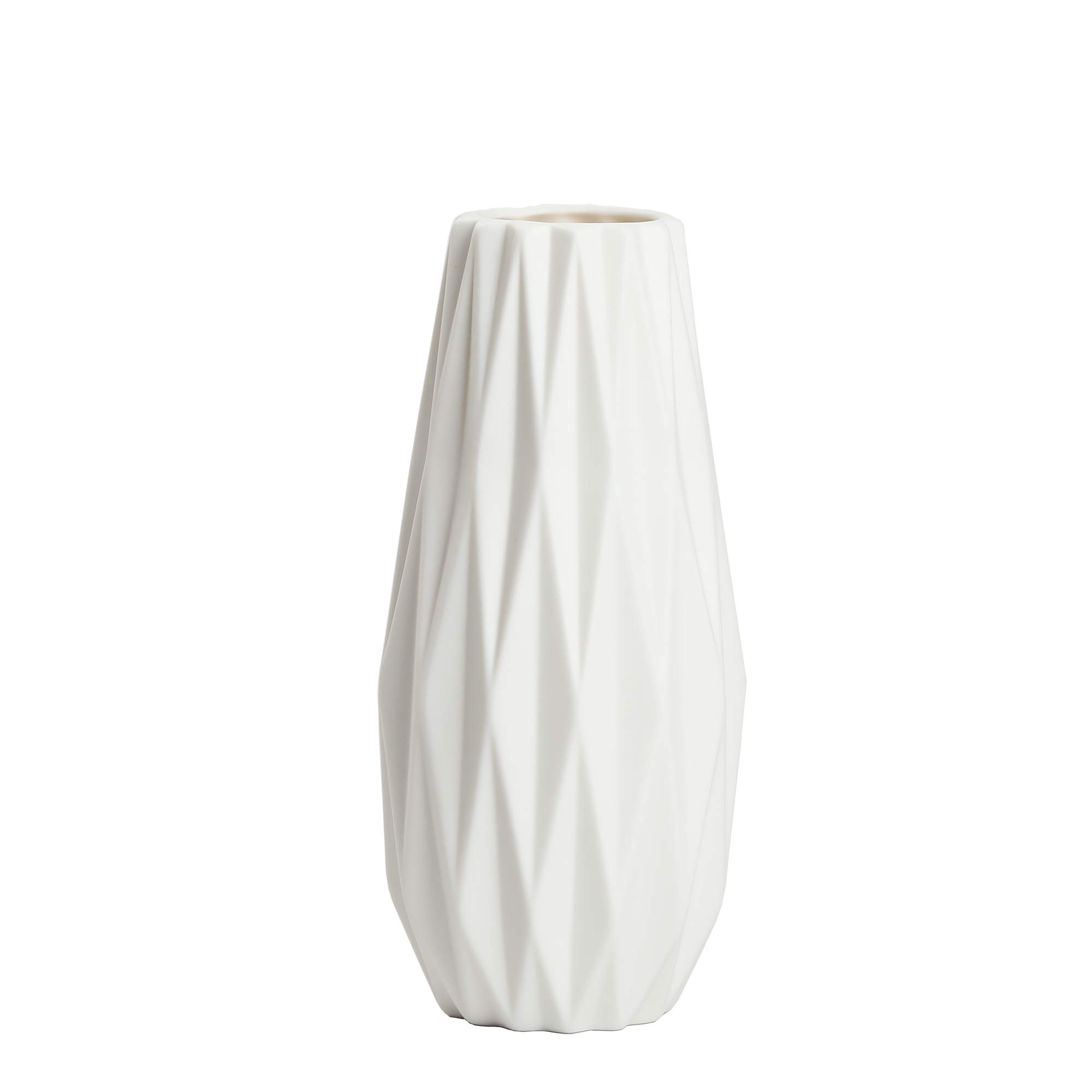 Simple White Ceramic Vase, Modern Home Decoration Porcelain Vase Flower Vase Origami Design, Flower Arrangement Decoration Shooting Props, The Best Gift (White)