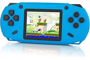 GREENCREEK 16 Bit Handheld Game for Kids, 3.0'' Large Screen Retro Gaming Player, Preloaded 200 HD Retro Kids Games with 2 Cartridges for Birthday Gift, Video Games for Boys & Girls Aged 4-12(Blue)
