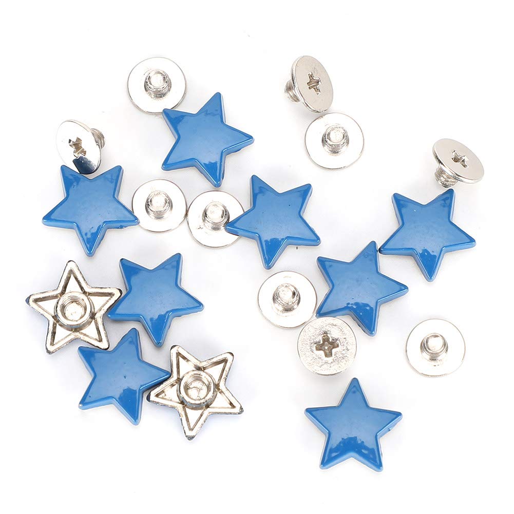 Jeanoko Sturdy Stud Button Flat Star Shape Rivet Screw Leather DIY Crafts Decoration for Clothes(blue)