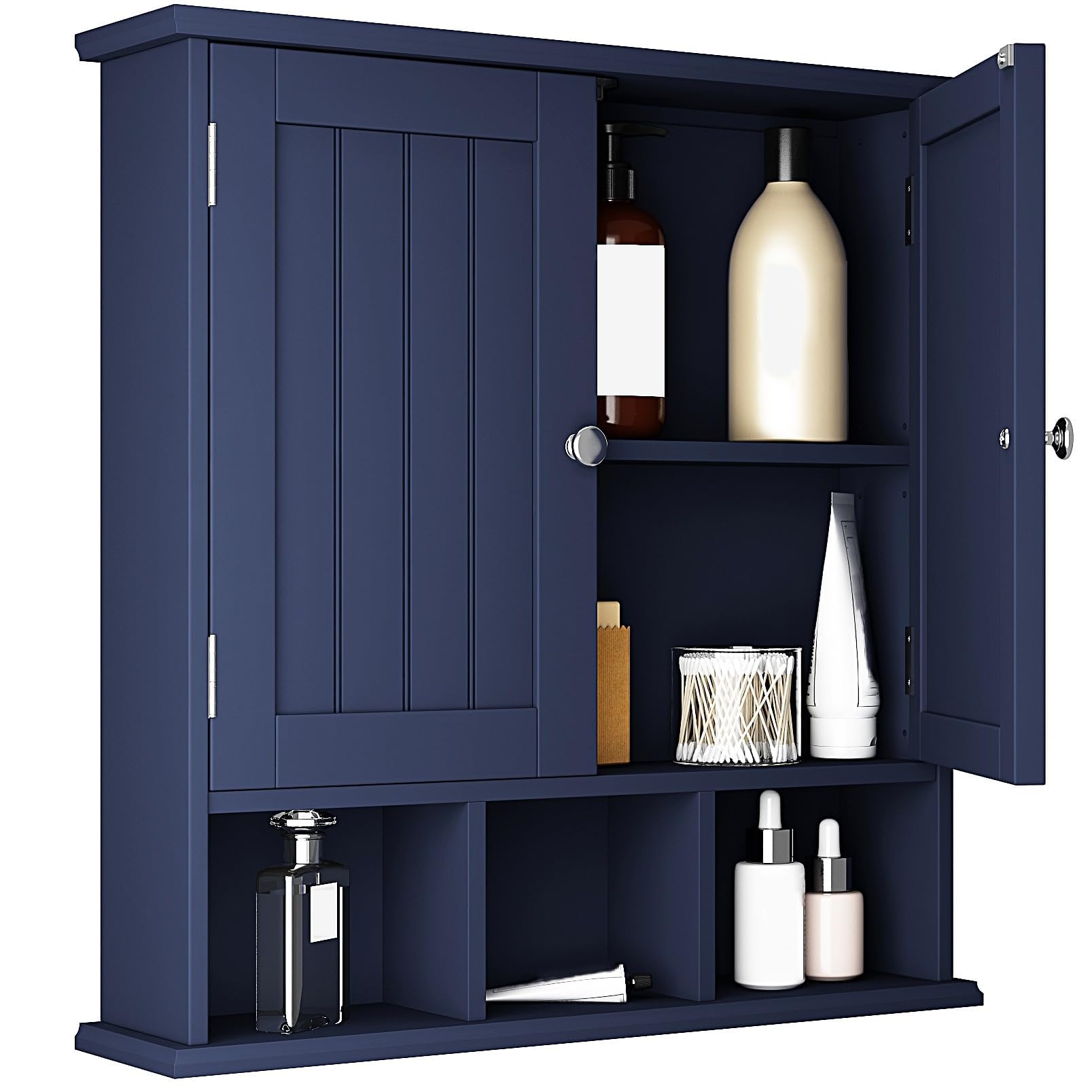Rattan Bathroom Cabinet Wall Mounted,Double Door Wall Cabinet Open Compartment Over Toilet Storage Cabinet For Kitchen Living Room Laundry Room 23 23 - View #5