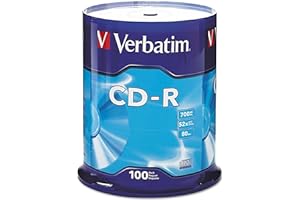 Verbatim CD-R Blank Discs 700MB 80 Minutes 52X Recordable Disc for Data and Music - 100pk Spindle,Silver