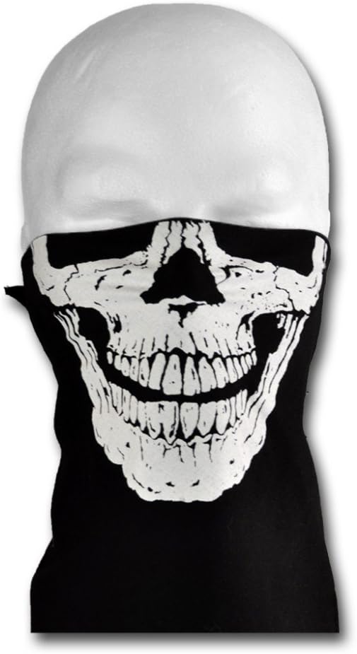 WINDMASK Face Bandana with Velcro - Skull Face II, Size:M - Kopfumfang 45-60 cm;Variante:mit Nasenbügel