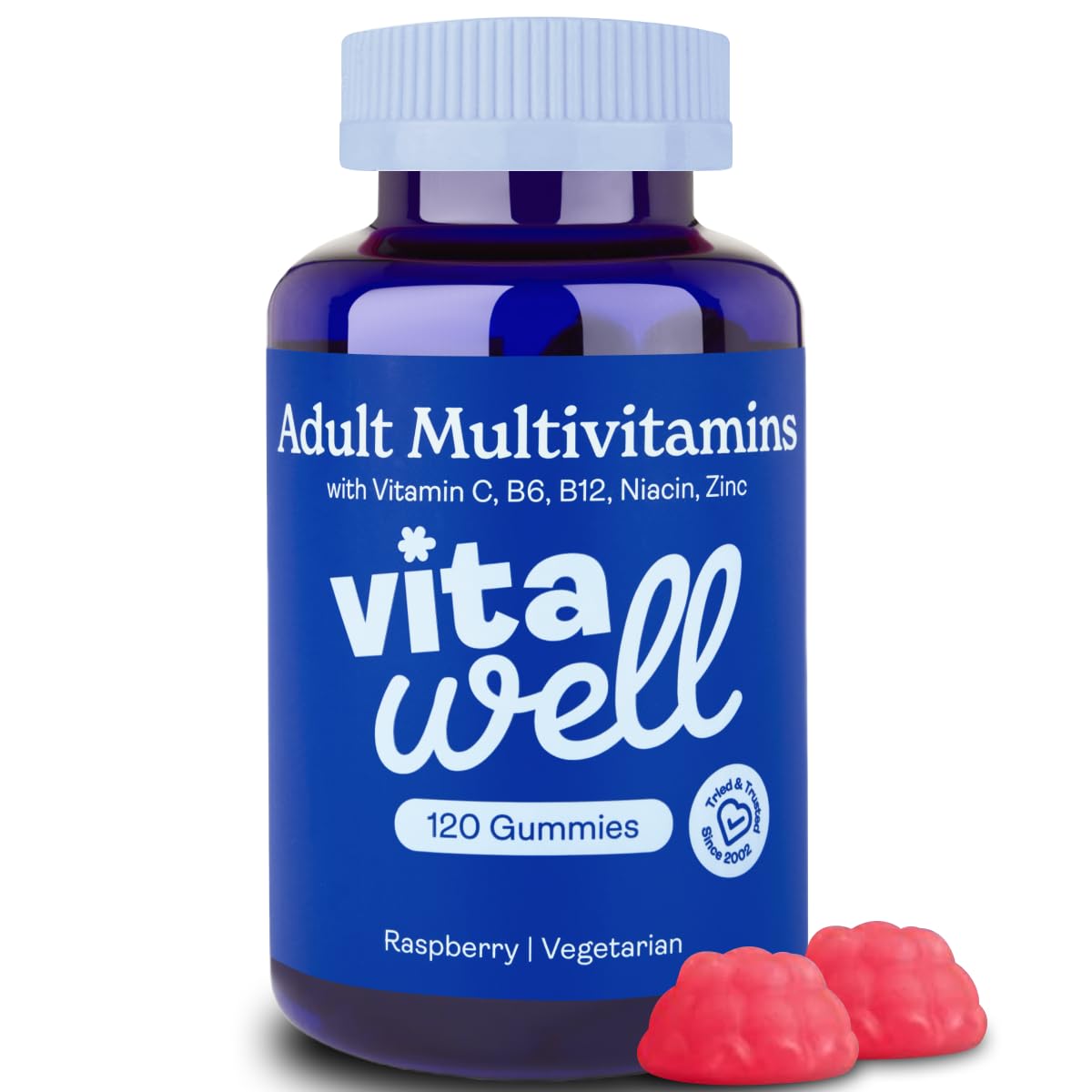 Vitawell Adult Multivitamin Gummies - 120 Raspberry Flavour Gummies (2 Month Supply) | Complex Vitamin D Formula | Chewable Multivitamins for Men & Women | Immune Support | 10 Essential Adult Vitamin