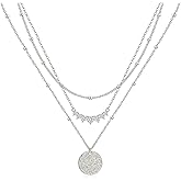 Kyerlyn Cross Necklace for Women,Stackable Stacked Stacking Layering Layered Necklaces Set Dainty 14 K Gold Silver Paperclip Box Flat Mariner Chain Pendant CZ Simple Jewelry Gift