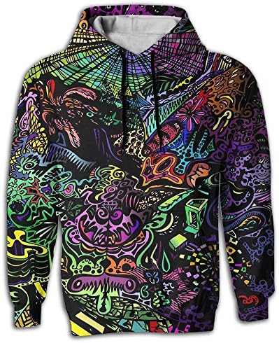 Shirley Men's Fashion Hoodie Sweat With Pocket Trippy Color Pullover Hooded Sweatshirt