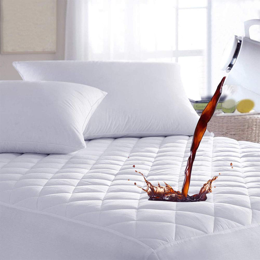 Dudu N Girlie Super King Quilted Fitted Mattress Pad - Waterproof Mattress Cover - Mattress Topper - Mattress Protector Extra Deep - (Superking, 183x200 cm)