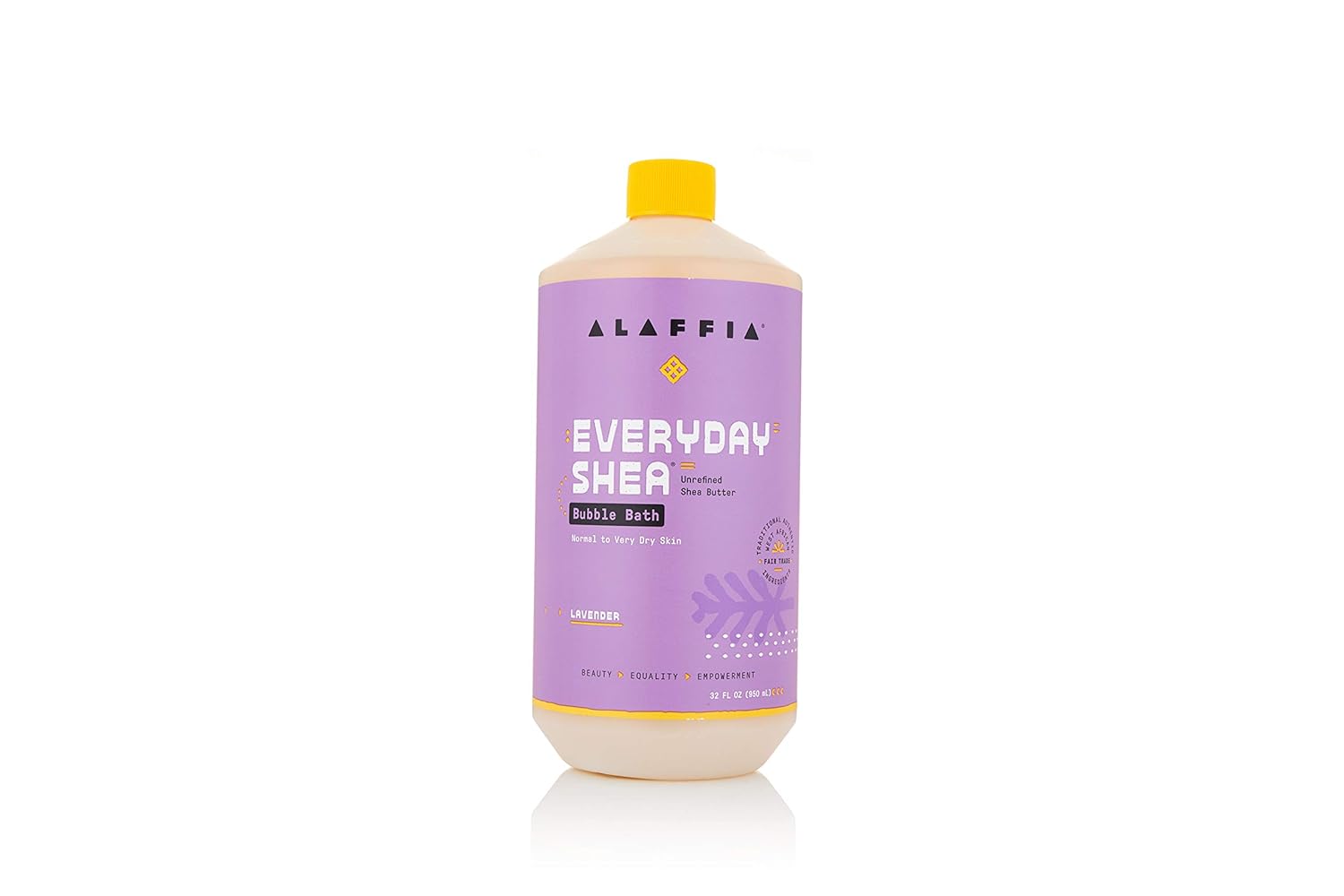 ALAFFIA Everyday SHEA Bubble Bath, for All Skin Types, Soothing Support for Deep Relaxation and Soft Moisturized Skin with Shea Butter and Yam Leaf, Fair Trade, Lavender, 32 Ounces: Health & Personal Care