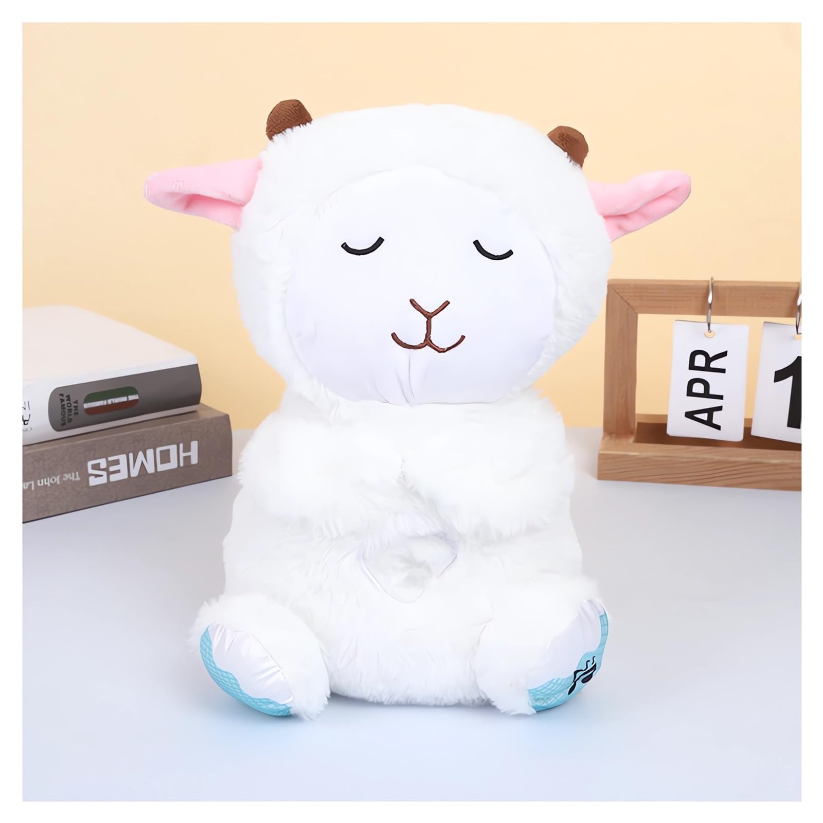 Relief Koala Breathing Stuffed Toy, Anxiety Relief Plush Breathing Animal, Sleeping Koala Plush Breathing with Musical Lights & Rhythmic Breathing Motion (C-Sheep)