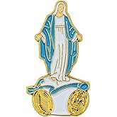 Catholic Town Lady of Grace Lapel Pin, Small Gold Tone with Color (VMP-G)