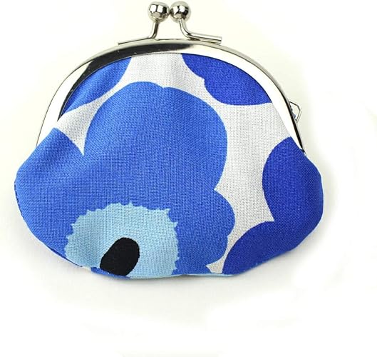 Amazon 楽市きもの館 がま口 財布 小 マリメッコ生地 花柄 ブルー 楽市きもの館 財布