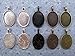 50 CleverDelights Oval Pendant Trays - Mix Pack - 18 x 25 mm - Antique Silver, Shiny Silver, Dark Black, Antique Copper, Antique Bronze - Pendant Blanks Cameo Bezel Cabochon Settings - 11/16