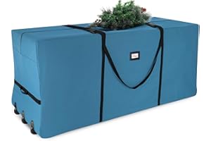 HEARTH & HARBOR Christmas Tree Storage Bag - Extra Large Tree Rolling Storage Bag - Fits Upto 9 ft. Artificial Disassembled Trees, Durable Handles & Wheels for Easy Carrying & Transport - Tear Proof Oxford Duffle Bag