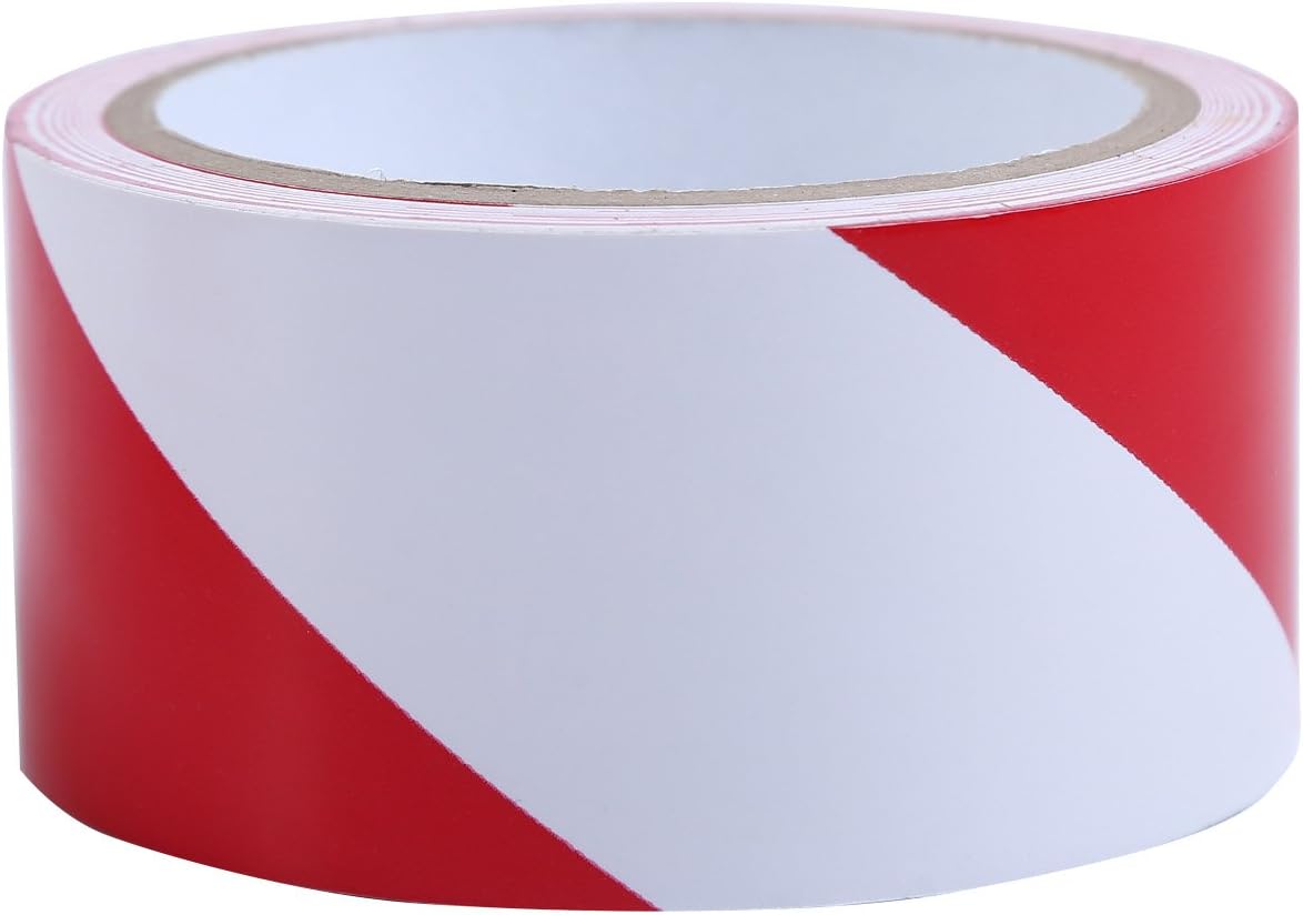 TopSoon Adhesive Warning Tape Red and White Hazard Tape 2-Inch by 18-Yard Roll Striped Caution Tape Decorative Tape
