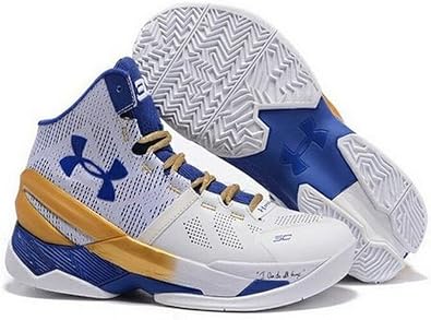 blue gold and white basketball shoes