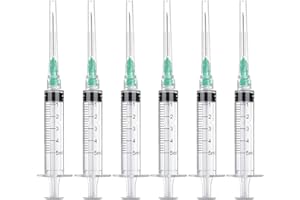 BSEWENERTE 10 Pack 5ml/cc Disposable Luer Lock Lab Syringes with 21Ga 1.5 Inch Needle , Individually Sealed Packed