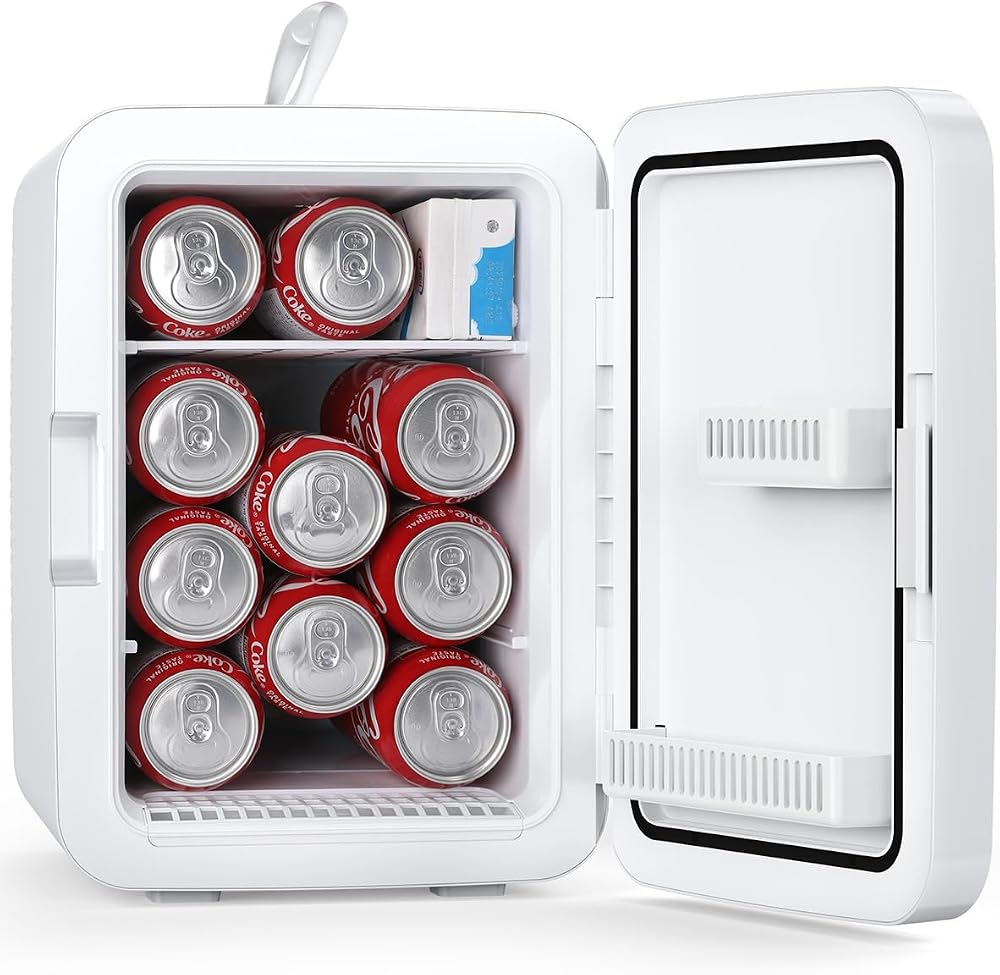 Antarctic Star Compact Mini Fridge, 10L Portable Small Refrigerator, 2.6 Gal Desktop Fridge with AC/DC Adapters, Small Cosmet