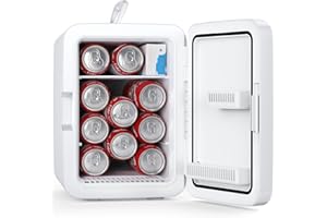Antarctic Star Compact Mini Fridge, 10L Portable Small Refrigerator, 2.6 Gal Mini Fridge with AC/DC Adapters, Small Cosmetics Cooler for Beverage, Food, Makeup, Bedroom, Office, Dorm, White