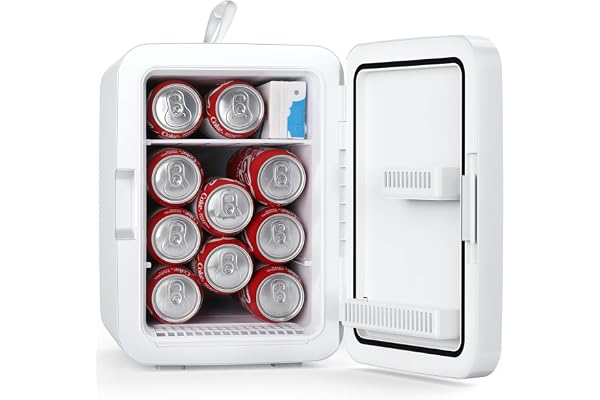 Antarctic Star Compact Mini Fridge, 10L Portable Small Refrigerator, 2.6 Gal Desktop Fridge with AC/DC Adapters, Small Cosmetics Cooler for Beverage, Food, Makeup, Bedroom, Office, Dorm, White
