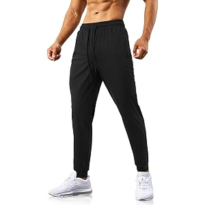 FOGFIRE Mens Joggers with Zipper Pockets Casual Sweatpant | Slim-fit Elastic Waist Casual Pants Lightweight Golf Work Athleti