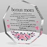 Bonus Mom Gifts from Daughter Son Husband Best Mom Ever Gift Mothers Day Birthday Christmas Gifts for Mom Stepmom Stepmother Bonus Mom Definition Acrylic Decorative Signs Plaques