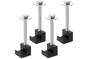 PETCHOR Truck Tool Box Mounting Kit, Aluminum Alloy J Hook Crossover Toolbox Clamps, Truck Tool Box Tie Downs J Hooks Crossover for Pickup Truck Tool Box, 4Pack, Black