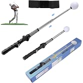 Fukaisu Retractable Golf Swing Trainer with Posture Correction Arm Band, Click Feedback Golf Grip Trainer for Beginners to Pros Indoor &amp; Outdoor Practice Training Aid