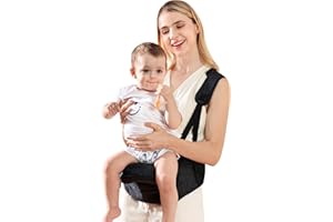 Baby Carrier, MOMTORY Hip Seat Carrier with Adjustable Strap & Various Pockets, Ergonomic Baby Hip Seat Carrier for Infants & Toddlers up to 50lbs (Black)