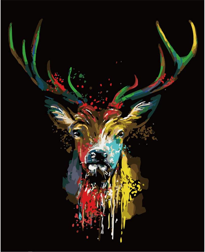 KANGDISON Antlers Painting by Numbers for Adults, DIY Oil Paint by Number Kits Home Decor Wall Gift Painted for Painting Beginner 16 x 20inch / 40 x 50cm