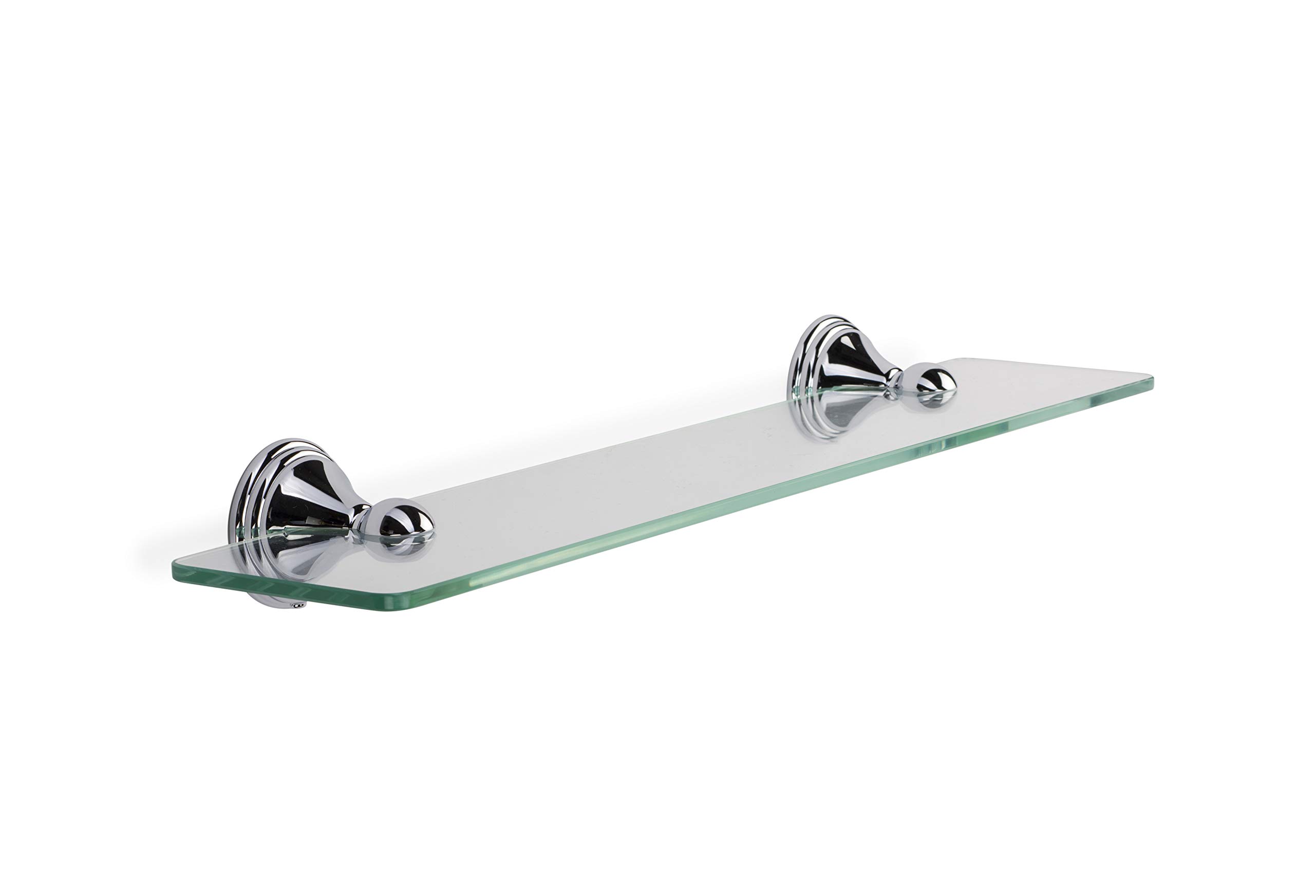 Croydex Westminster Wall Mounted Glass Shelf with Zinc Alloy Construction, Chrome, Silver