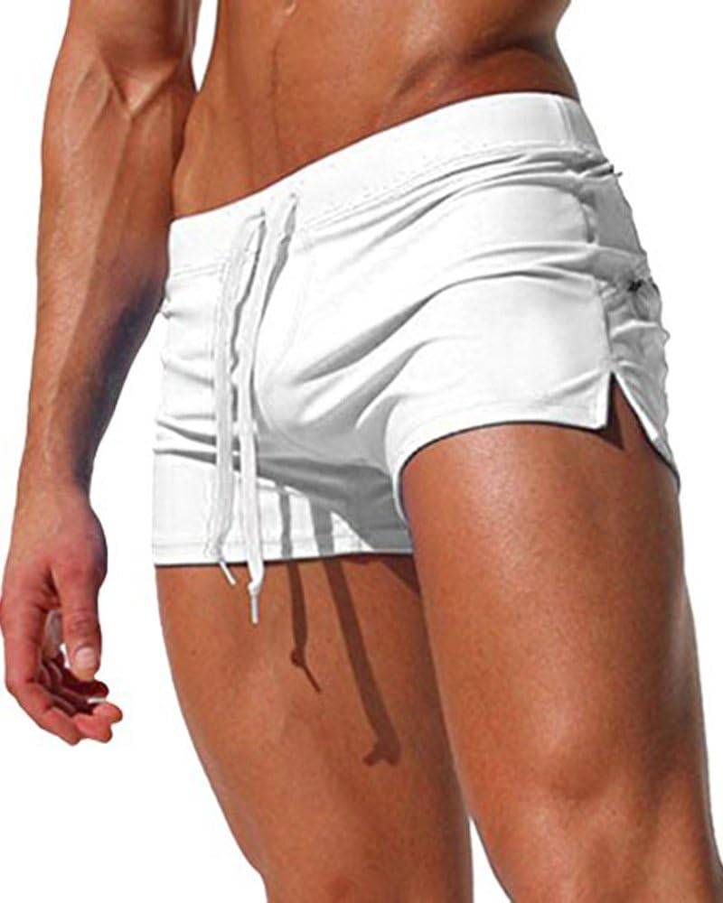 Men Swim Trunks Shorts Beach Shorts with Zipper Pockets