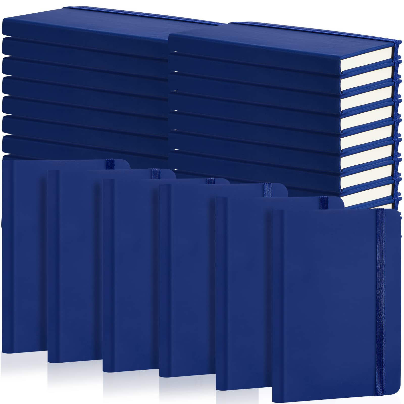 Photo 1 of 40 Pieces Small Notebooks A6 Pocket Journals 3.5 x 5.5 Inch Small Leather Notebook Mini Ruled Lined Journal with Elastic Band Pen Holder Page Marker Ribbons for Diary School Business Office (Blue)