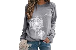 BANGELY Womens Dandelion Sweatshirt Casual Crewneck Loose Pullover Tops Long Sleeve Graphic Tee Shirt