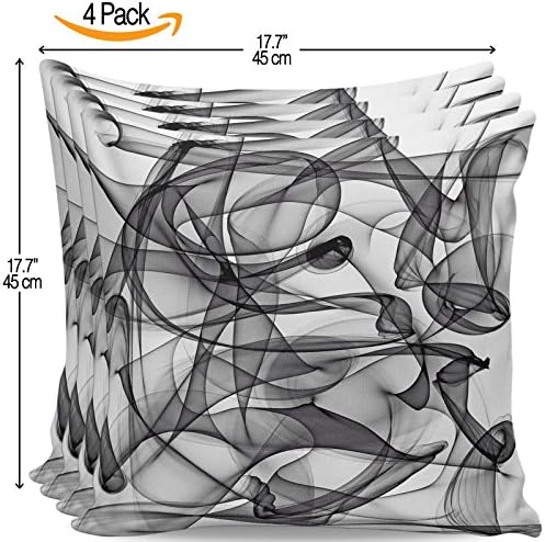 Serra Home 4-Pack Decorative Black White Gray Shapes Lines, 18" x 18" Throw Pillow Covers Set Turkish New Design Linen Square Made in Turkey Patterned Cases Couch Cushion for Sofa Bedroom