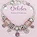 Birthstone Bracelet Multi-Color Charm Beads Silvertone October OB07234-OCT