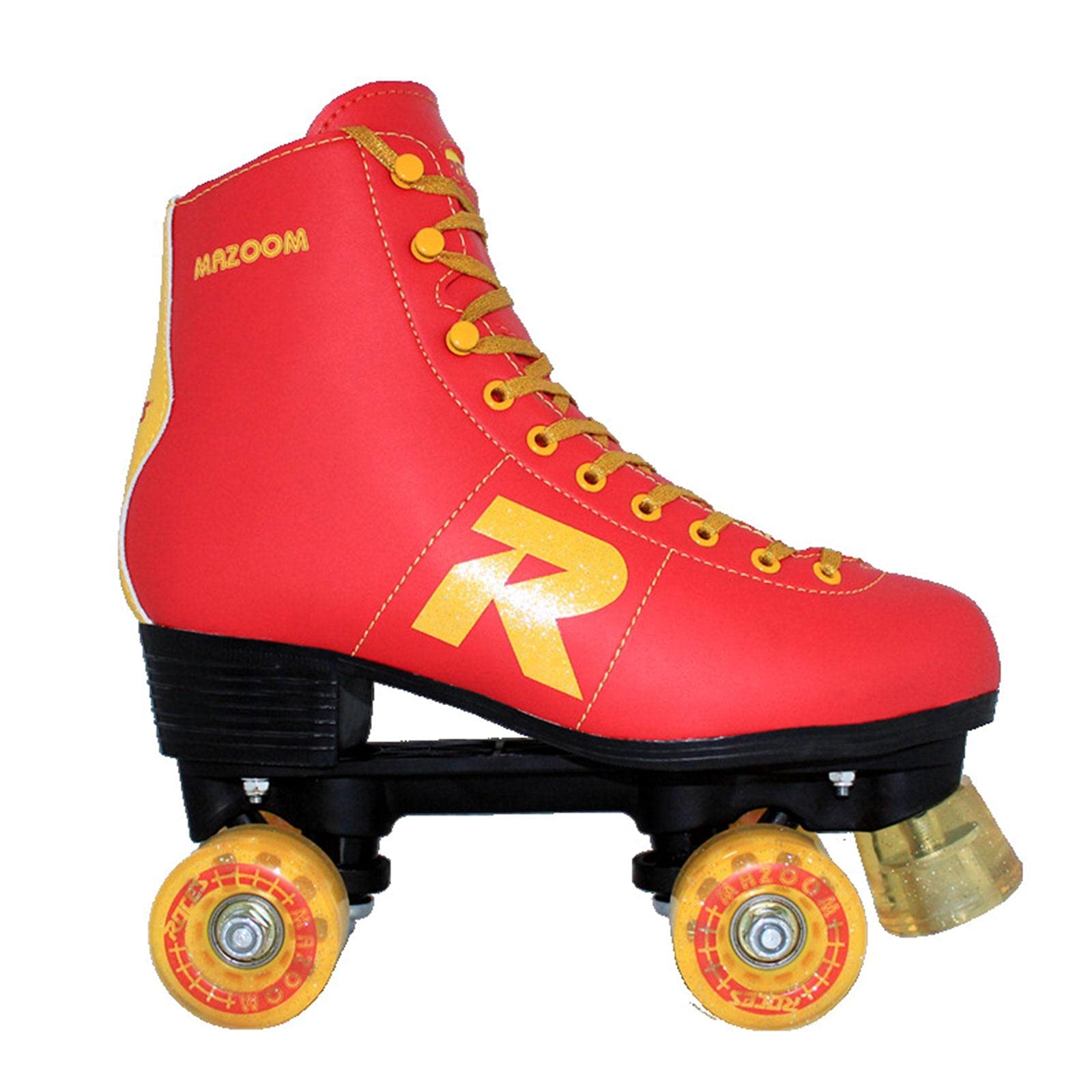 Abins Classic Roller Skates for Women，Premium Pu Leather Flexible Quad Skates Double Row Roller Skating ，Indoor Outdoor 4 Wheel Roller Skates, Ideal Gifts for Beginner