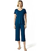 GYS Bamboo Viscose Women Pajama Sets Short Sleeve Top and Capri Pants 2 Piece Casual Lounge Sets