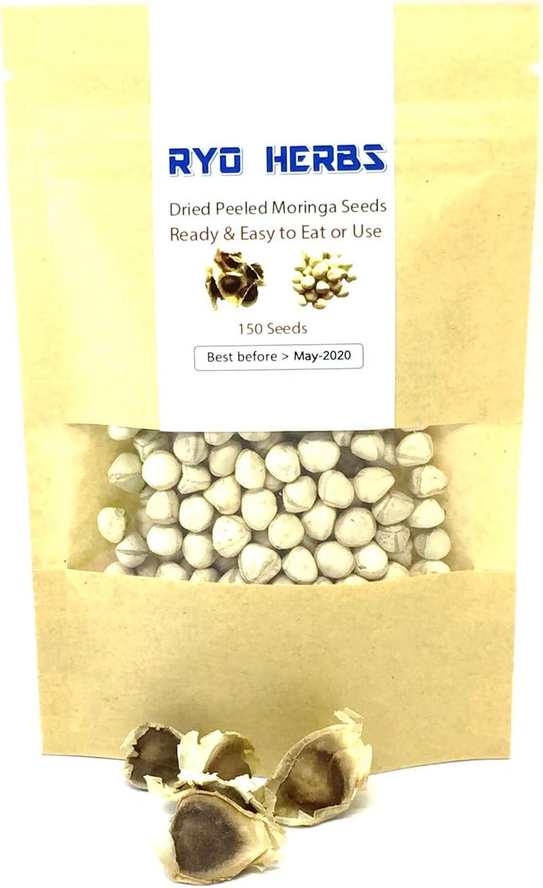 150 Seeds of Peeled Organic Dried Moringa Oleifera Seeds Herbal Herb Dietary Supplement - All Natural, Ready & Easy to Eat or Use