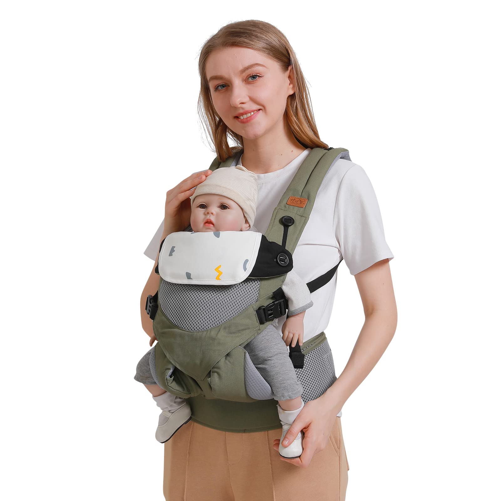 SONARIN 3-in-1 Breathable Baby Carrier,Multi-Function Lightweight Baby Wrap Carrier Ergonomic Child Carrier Backpack,Front and Back Carry for Newborn and Toddler 3-48 Months(Green)
