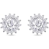 SAVEARTH DIAMONDS Moissanite Stud Earrings, 1.25ct DF Color Ideal Cut Lab Created Diamond 18K Gold Plated Earrings for Women