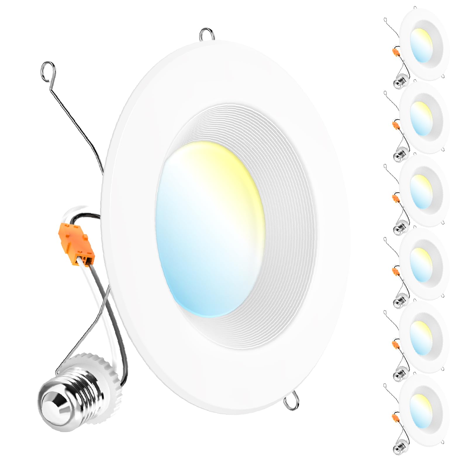 Photo 1 of Sunco 6 Pack 5CCT Retrofit LED Recessed Lighting 6 Inch, Dimmable Can Lights, Baffle Trim, 13W=75W, 965LM, Damp Rated, UL-Certified