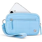 WESTBRONCO Wristlet Wallets for Women Nylon Quilted RFID Wallet with 3 Zipper Purse for Travel