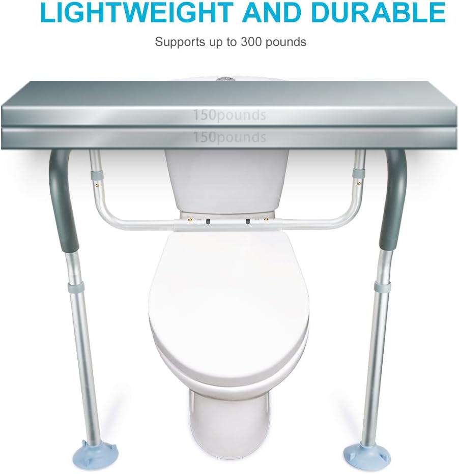 OasisSpace Toilet Rail - Medical Bathroom Safety Frame for Elderly, Handicap and Disabled - Adjustable Toilet Safety Handrail Grab Bar, 2 Additional Rubber Tips: Health & Personal Care